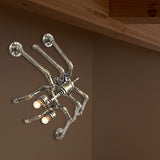 2 Bulbs Iron Wall Mount Lighting Industrial Style Bronze/Silver Water Pipe Corridor Wall Lamp with Spider Design Bronze Clearhalo 'Art deco wall lights' 'Cast Iron' 'Glass' 'Industrial wall lights' 'Industrial' 'Middle century wall lights' 'Modern' 'Rustic wall lights' 'Tiffany' 'Traditional wall lights' 'Wall Lamps & Sconces' 'Wall Lights' Lighting' 147490
