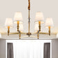 Metal Gold Chandelier Lighting Conical 6/8-Light Countryside Suspension Pendant with Fabric Shade for Living Room Clearhalo 'Ceiling Lights' 'Chandeliers' Lighting' options 1474940