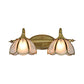 2 Heads Vanity Lighting Fixture Colonialist Scalloped Frosted Glass Wall Sconce Light in Gold for Bathroom Clearhalo 'Vanity Lights' 'Wall Lights' Lighting' 1474968