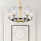 Clear Glass Tubular Ceiling Chandelier Colonial Style 6/8 Heads Bedroom Pendant Lighting Fixture in Black/Gold with Metal Ring Design Clearhalo 'Ceiling Lights' 'Chandeliers' Lighting' options 1475002
