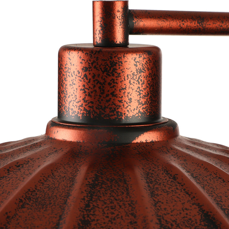 Scalloped Shade Bedside Sconce Wall Lighting Vintage Style Metallic 1 Light Black/Rust Wall Lamp with Curved Arm Clearhalo 'Art deco wall lights' 'Cast Iron' 'Glass' 'Industrial wall lights' 'Industrial' 'Middle century wall lights' 'Modern' 'Rustic wall lights' 'Tiffany' 'Traditional wall lights' 'Wall Lamps & Sconces' 'Wall Lights' Lighting' 147501