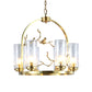 Colonial Cylinder Chandelier 6/8-Head Clear Dimpled Glass Hanging Ceiling Light for Living Room with Metal Frame Clearhalo 'Ceiling Lights' 'Chandeliers' Lighting' options 1475012