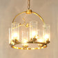 Colonial Cylinder Chandelier 6/8-Head Clear Dimpled Glass Hanging Ceiling Light for Living Room with Metal Frame Clearhalo 'Ceiling Lights' 'Chandeliers' Lighting' options 1475013