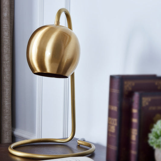 1 Light Spherical Nightstand Lighting Colonialism Golden Metallic Night Light with Circle Base Gold Clearhalo 'Lamps' 'Table Lamps' Lighting' 1475020