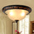 Cream Glass Bowl Shade Flush Mount Lighting Farmhouse 3 Lights Bedroom Metal Ceiling Lamp in Black for Bedroom