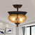 2 Lights Urn Shade Semi Flush Light Countryside Black Finish Prismatic Glass Ceiling Mount for Dining Room Black Clearhalo 'Ceiling Lights' 'Close To Ceiling Lights' 'Close to ceiling' 'Semi-flushmount' Lighting' 1475079