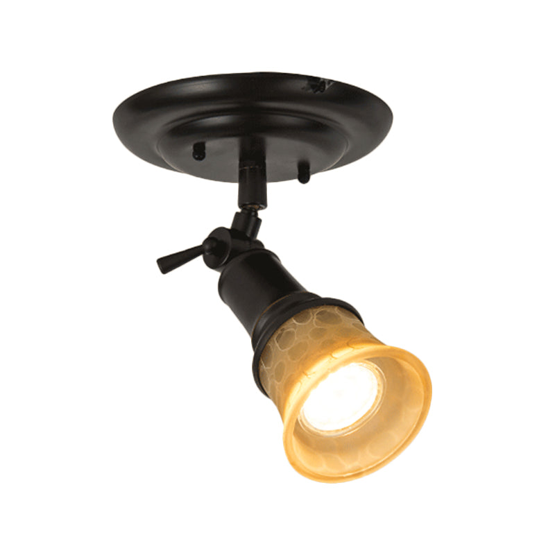 1/3-Head Frosted Glass Semi Flush Traditional Black Finish Black Bell Corridor Adjustable Metallic Ceiling Light 1 Black Clearhalo 'Ceiling Lights' 'Close To Ceiling Lights' 'Close to ceiling' 'Semi-flushmount' Lighting' 1475086