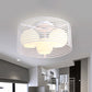 Milk Open Glass Dome Flushmount Contemporary 3 Heads Flush Mount Ceiling Light with Black/White Drum Cage Clearhalo 'Ceiling Lights' 'Close To Ceiling Lights' 'Close to ceiling' 'Flush mount' Lighting' 1475114