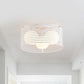 Milk Open Glass Dome Flushmount Contemporary 3 Heads Flush Mount Ceiling Light with Black/White Drum Cage Clearhalo 'Ceiling Lights' 'Close To Ceiling Lights' 'Close to ceiling' 'Flush mount' Lighting' 1475116