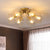Vintage Bubble Clear Glass Ceiling Light 6 Heads Semi Flush Mount Chandelier in Brass for Parlor Brass Clearhalo 'Ceiling Lights' 'Close To Ceiling Lights' 'Close to ceiling' 'Glass shade' 'Glass' 'Pendant Lights' 'Semi-flushmount' Lighting' 1475157
