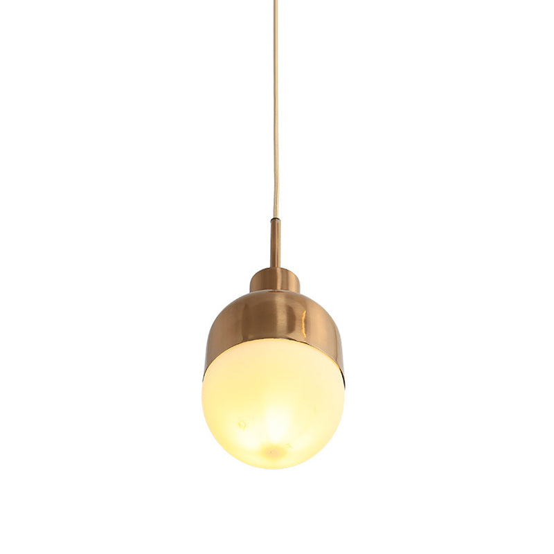 Capsule Frosted Glass Pendulum Light Simplicity 1 Light Gold Finish Hanging Pendant Light Clearhalo 'Ceiling Lights' 'Glass shade' 'Glass' 'Modern Pendants' 'Modern' 'Pendant Lights' 'Pendants' Lighting' 1475194