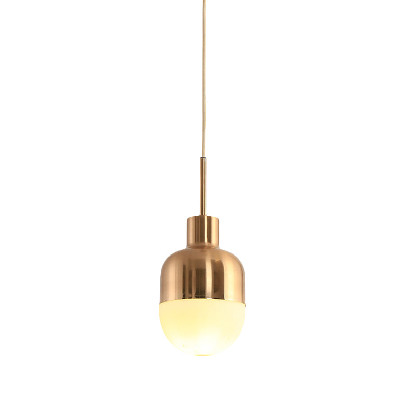 Capsule Frosted Glass Pendulum Light Simplicity 1 Light Gold Finish Hanging Pendant Light Clearhalo 'Ceiling Lights' 'Glass shade' 'Glass' 'Modern Pendants' 'Modern' 'Pendant Lights' 'Pendants' Lighting' 1475195