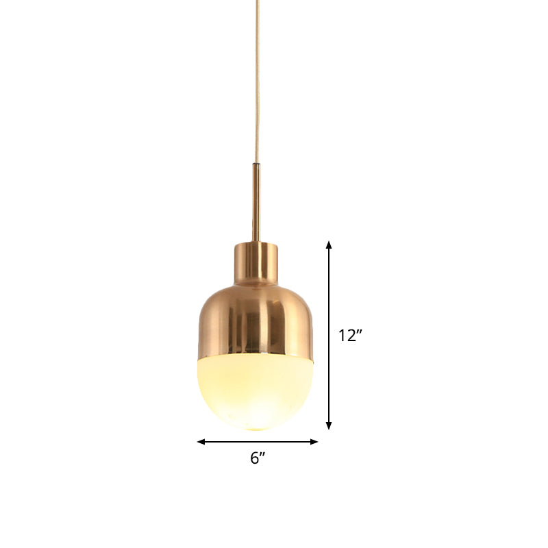 Capsule Frosted Glass Pendulum Light Simplicity 1 Light Gold Finish Hanging Pendant Light Clearhalo 'Ceiling Lights' 'Glass shade' 'Glass' 'Modern Pendants' 'Modern' 'Pendant Lights' 'Pendants' Lighting' 1475196