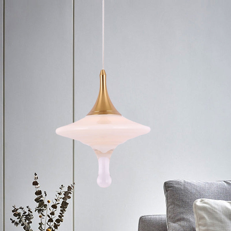 Droplet Dining Table Suspension Pendant Cream Matte Glass 1 Bulb Minimalist Creative Ceiling Light in Gold Gold Clearhalo 'Ceiling Lights' 'Glass shade' 'Glass' 'Modern Pendants' 'Modern' 'Pendant Lights' 'Pendants' Lighting' 1475197