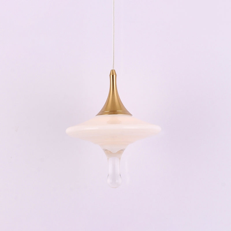 Droplet Dining Table Suspension Pendant Cream Matte Glass 1 Bulb Minimalist Creative Ceiling Light in Gold Clearhalo 'Ceiling Lights' 'Glass shade' 'Glass' 'Modern Pendants' 'Modern' 'Pendant Lights' 'Pendants' Lighting' 1475200