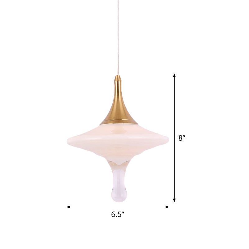 Droplet Dining Table Suspension Pendant Cream Matte Glass 1 Bulb Minimalist Creative Ceiling Light in Gold Clearhalo 'Ceiling Lights' 'Glass shade' 'Glass' 'Modern Pendants' 'Modern' 'Pendant Lights' 'Pendants' Lighting' 1475201