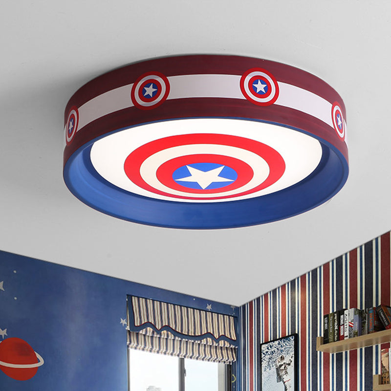 Metal Shield Flush Mount Kids LED Ceiling Mounted Light in Red and Blue with Acrylic Shade, 16.5"/20.5" W - Clearhalo - 'Ceiling Lights' - 'Close To Ceiling Lights' - 'Close to ceiling' - 'Flush mount' - Lighting' - 1475321