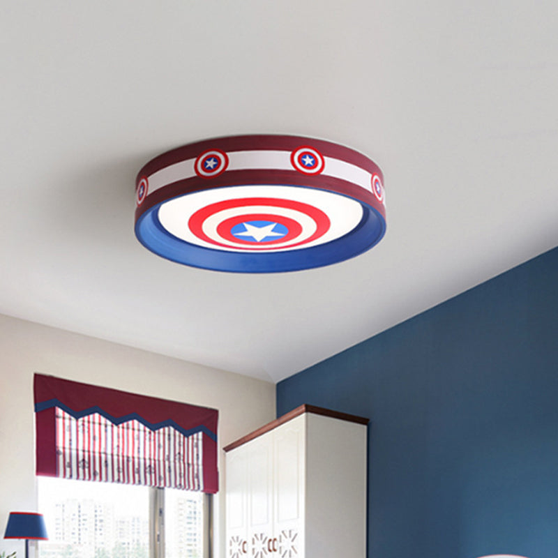 Metal Shield Flush Mount Kids LED Ceiling Mounted Light in Red and Blue with Acrylic Shade, 16.5"/20.5" W - Clearhalo - 'Ceiling Lights' - 'Close To Ceiling Lights' - 'Close to ceiling' - 'Flush mount' - Lighting' - 1475322
