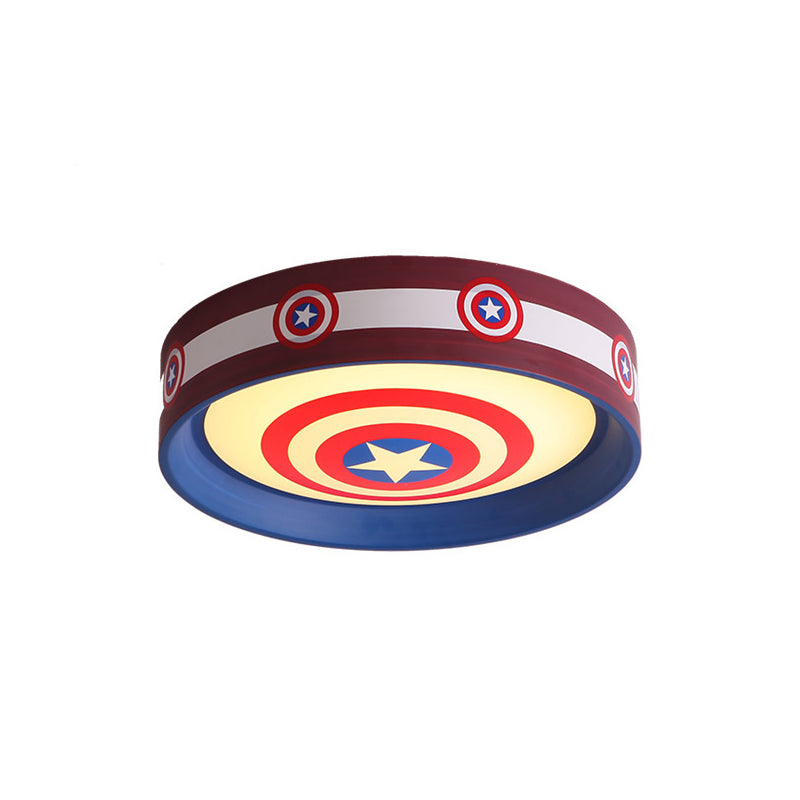Metal Shield Flush Mount Kids LED Ceiling Mounted Light in Red and Blue with Acrylic Shade, 16.5"/20.5" W - Clearhalo - 'Ceiling Lights' - 'Close To Ceiling Lights' - 'Close to ceiling' - 'Flush mount' - Lighting' - 1475324
