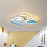 Nordic LED Flush Mount Lamp Blue Cloud Ceiling Light Fixture with Acrylic Shade for Children Bedroom