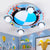 Circular Flush Mount Ceiling Fixture Kids White Glass 4-Head Blue Flushmount Lighting with Racing Vehicle - Blue - Clearhalo - 'Ceiling Lights' - 'Close To Ceiling Lights' - 'Close to ceiling' - 'Flush mount' - Lighting' - 1475364