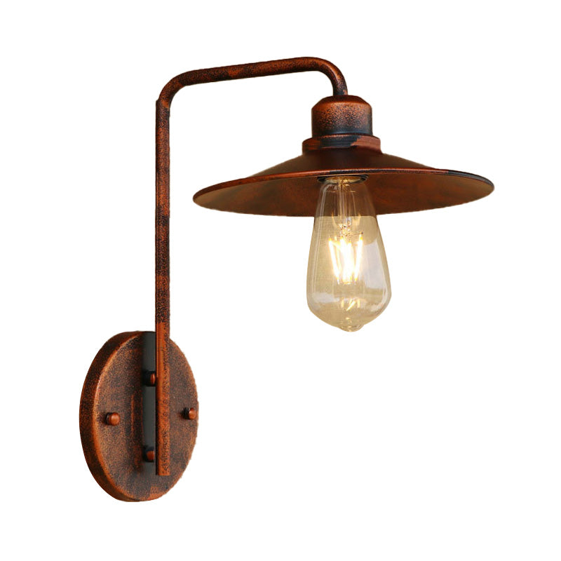 Black/White Flared Wall Lamp Vintage Rustic Iron 1 Bulb Living Room Wall Light Fixture with Angle Arm Clearhalo 'Art deco wall lights' 'Cast Iron' 'Glass' 'Industrial wall lights' 'Industrial' 'Middle century wall lights' 'Modern' 'Rustic wall lights' 'Tiffany' 'Traditional wall lights' 'Wall Lamps & Sconces' 'Wall Lights' Lighting' 147538