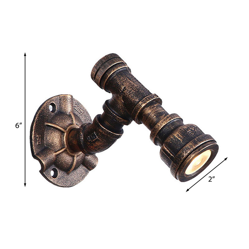 1 Head Water Pipe Wall Light Sconce Vintage Industrial Bronze Metallic Wall Lamp for Corridor Clearhalo 'Art deco wall lights' 'Cast Iron' 'Glass' 'Industrial wall lights' 'Industrial' 'Middle century wall lights' 'Modern' 'Rustic wall lights' 'Tiffany' 'Traditional wall lights' 'Wall Lamps & Sconces' 'Wall Lights' Lighting' 147549