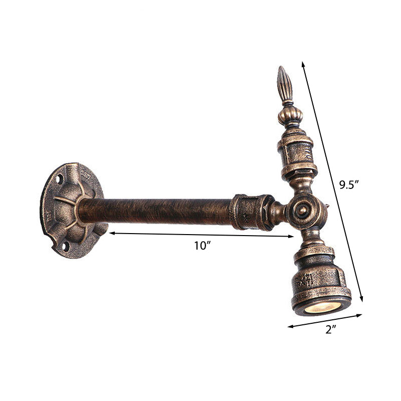 1 Head Water Pipe Wall Light Sconce Vintage Industrial Bronze Metallic Wall Lamp for Corridor Clearhalo 'Art deco wall lights' 'Cast Iron' 'Glass' 'Industrial wall lights' 'Industrial' 'Middle century wall lights' 'Modern' 'Rustic wall lights' 'Tiffany' 'Traditional wall lights' 'Wall Lamps & Sconces' 'Wall Lights' Lighting' 147552