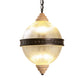 6-Bulb Chandelier Lighting Rural Living Room Pendant Light Fixture with Globe Clear Ribbed Glass Shade Clearhalo 'Ceiling Lights' 'Chandeliers' 'Glass shade' 'Glass' 'Pendant Lights' Lighting' 1475565