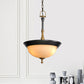Domed White Glass Chandelier Lighting Fixture Traditional 3 Heads Living Room Drop Pendant in Black Clearhalo 'Ceiling Lights' 'Chandeliers' Lighting' options 1475583