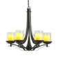 Cylinder Clear Glass Chandelier Light Fixture Country 6-Light Dining Room Metal Pendant Lamp in Black Clearhalo 'Ceiling Lights' 'Chandeliers' Lighting' options 1475590