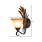 Milk Glass Brass Sconce Lamp Flared 1 Head Traditionalism Wall Mounted Light with Wheat Spike Decor Clearhalo 'Wall Lamps & Sconces' 'Wall Lights' Lighting' 1475651
