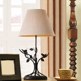 Tapered Fabric Table Light Vintage 1 Head Living Room Nightstand Lighting in White with Branch Design White Clearhalo 'Lamps' 'Table Lamps' Lighting' 1475732