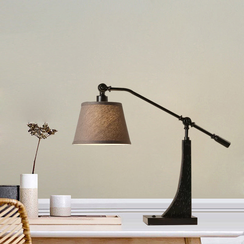 White 1 Light Night Table Lamp Country Fabric Conical Nightstand Light with Water Pipe Design White B Clearhalo 'Lamps' 'Table Lamps' Lighting' 1475779