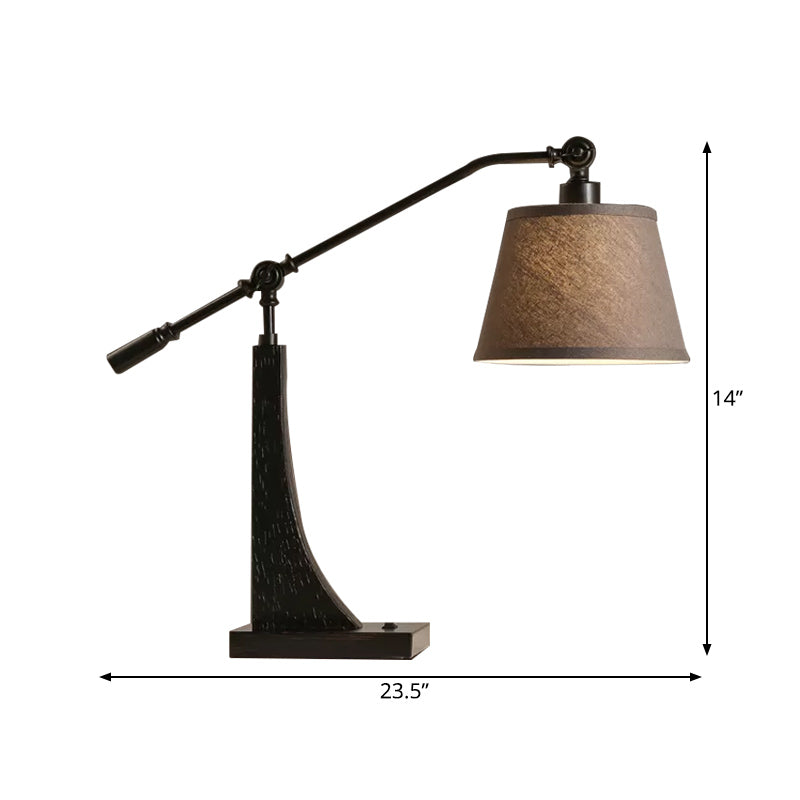 White 1 Light Night Table Lamp Country Fabric Conical Nightstand Light with Water Pipe Design Clearhalo 'Lamps' 'Table Lamps' Lighting' 1475781