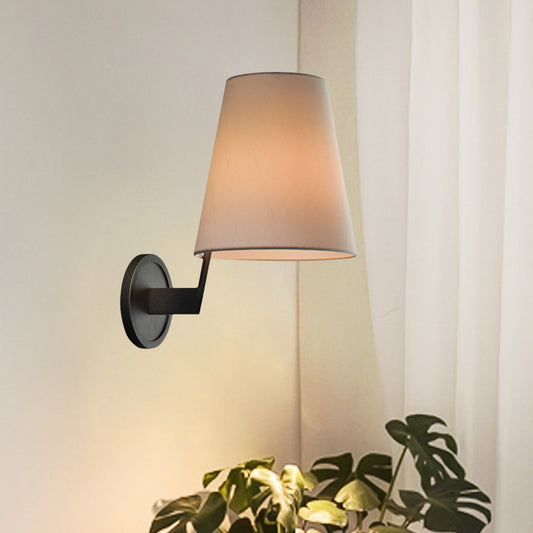Retro Conic Sconce Lighting Fixture 1 Bulb Fabric Shade Wall Mounted Light in Black for Corridor Clearhalo 'Wall Lamps & Sconces' 'Wall Lights' Lighting' 1475788