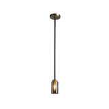 Mid Century Single Hanging Pendant Smoke Grey Glass Black Small Bottle Suspended Lighting Fixture Clearhalo 'Ceiling Lights' 'Glass shade' 'Glass' 'Modern Pendants' 'Modern' 'Pendant Lights' 'Pendants' Lighting' 1475881