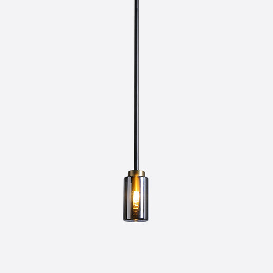 Mid Century Single Hanging Pendant Smoke Grey Glass Black Small Bottle Suspended Lighting Fixture Clearhalo 'Ceiling Lights' 'Glass shade' 'Glass' 'Modern Pendants' 'Modern' 'Pendant Lights' 'Pendants' Lighting' 1475882