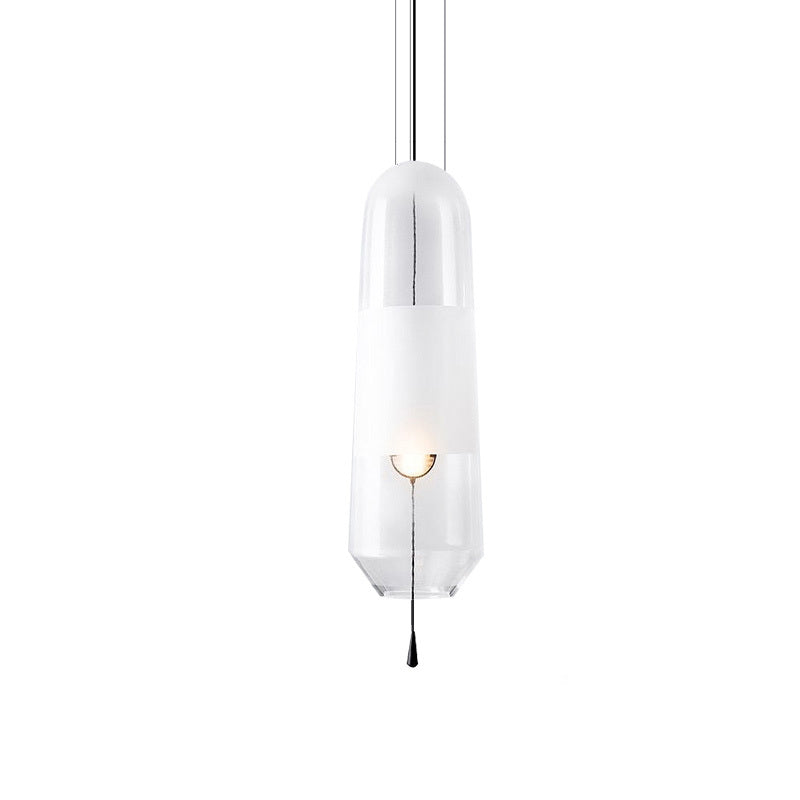 Ellipse Bedside Pendant Lighting Cognac/Smoke/Clear Glass 1-Light Simple Ceiling Suspension Lamp with Pull Chain Clearhalo 'Ceiling Lights' 'Glass shade' 'Glass' 'Modern Pendants' 'Modern' 'Pendant Lights' 'Pendants' Lighting' 1475915