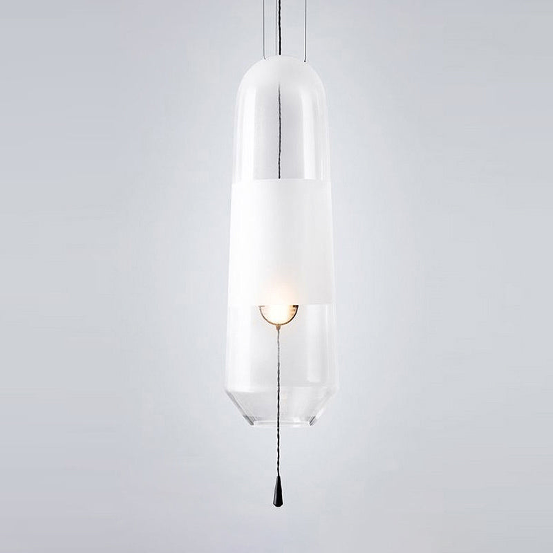 Ellipse Bedside Pendant Lighting Cognac/Smoke/Clear Glass 1-Light Simple Ceiling Suspension Lamp with Pull Chain Clearhalo 'Ceiling Lights' 'Glass shade' 'Glass' 'Modern Pendants' 'Modern' 'Pendant Lights' 'Pendants' Lighting' 1475916