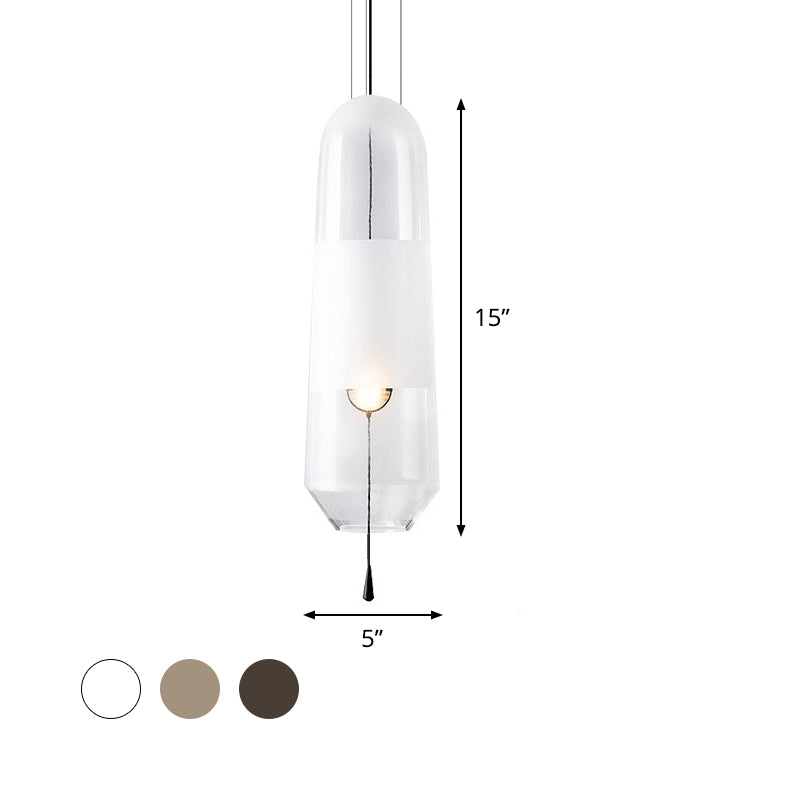 Ellipse Bedside Pendant Lighting Cognac/Smoke/Clear Glass 1-Light Simple Ceiling Suspension Lamp with Pull Chain Clearhalo 'Ceiling Lights' 'Glass shade' 'Glass' 'Modern Pendants' 'Modern' 'Pendant Lights' 'Pendants' Lighting' 1475917