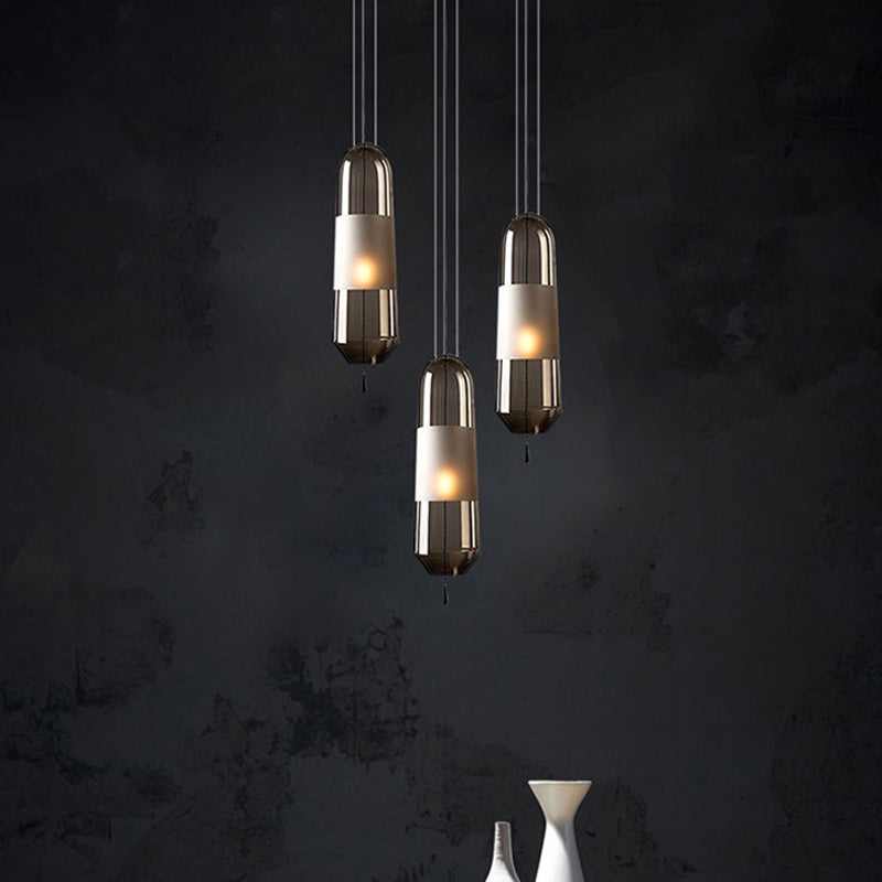 Ellipse Bedside Pendant Lighting Cognac/Smoke/Clear Glass 1-Light Simple Ceiling Suspension Lamp with Pull Chain Smoke Gray Clearhalo 'Ceiling Lights' 'Glass shade' 'Glass' 'Modern Pendants' 'Modern' 'Pendant Lights' 'Pendants' Lighting' 1475923