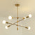 Gold Tiered Rod Adjustable Semi Flush Postmodernism 6-Light Iron Ceiling Mount Light with Open Bulb Design