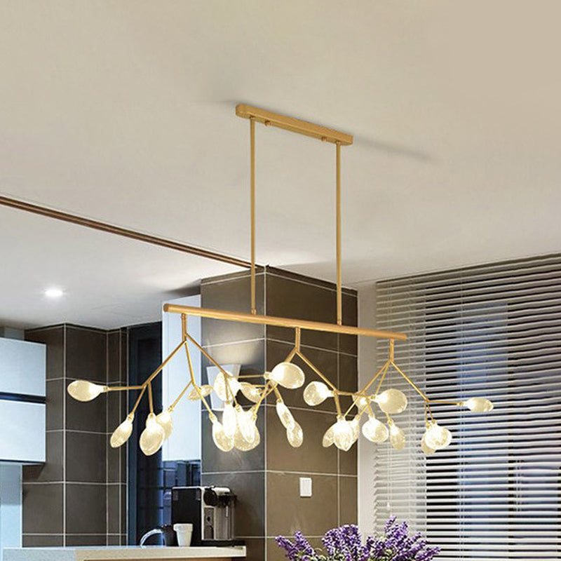Firefly Hanging Island Light Modernist Clear Glass Dining Table Ceiling Pendant in Black/Gold Clearhalo 'Ceiling Lights' 'Chandeliers' 'Glass shade' 'Glass' 'Island Lights' Lighting' 1476121