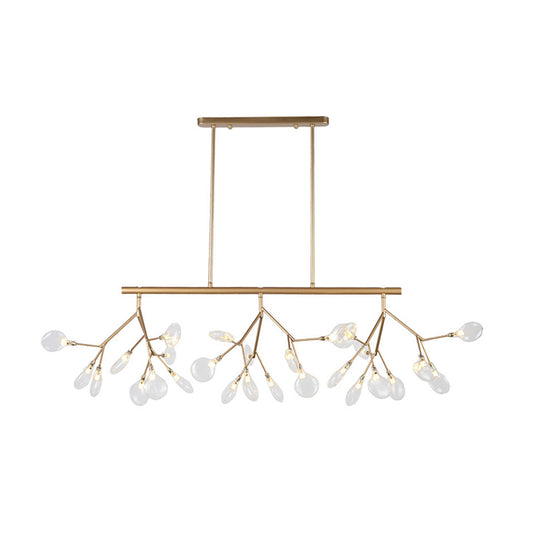 Firefly Hanging Island Light Modernist Clear Glass Dining Table Ceiling Pendant in Black/Gold Clearhalo 'Ceiling Lights' 'Chandeliers' 'Glass shade' 'Glass' 'Island Lights' Lighting' 1476122