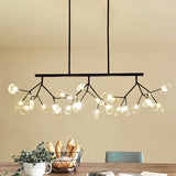 Firefly Hanging Island Light Modernist Clear Glass Dining Table Ceiling Pendant in Black/Gold Black
