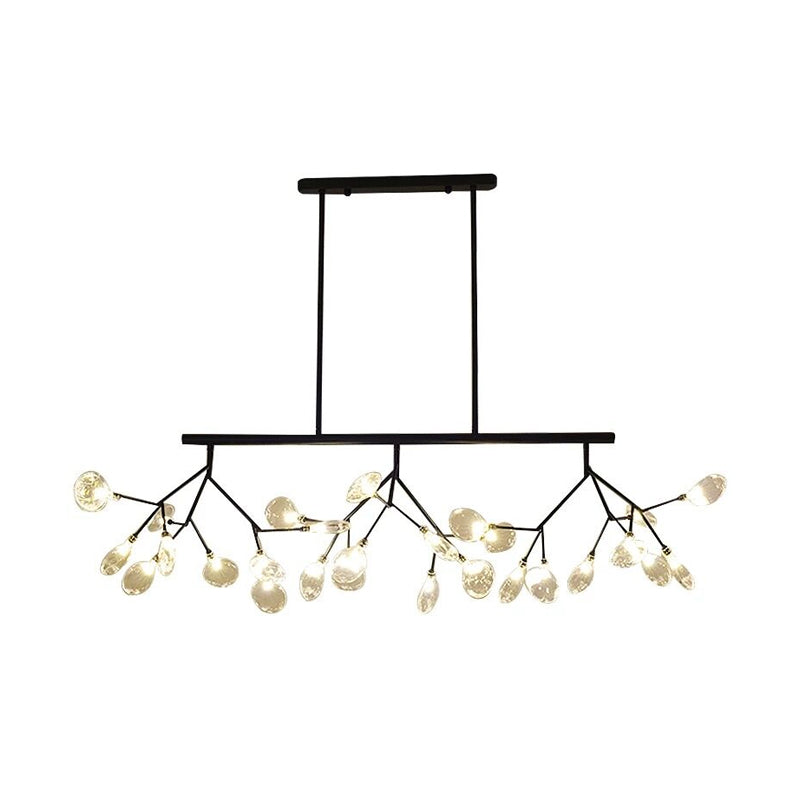Firefly Hanging Island Light Modernist Clear Glass Dining Table Ceiling Pendant in Black/Gold Clearhalo 'Ceiling Lights' 'Chandeliers' 'Glass shade' 'Glass' 'Island Lights' Lighting' 1476127