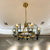 Curved Sheet Chandelier Lamp Mid-Century Clear Glass 6/8-Bulb Gold Hanging Light Fixture with Open Bulb Design 6 Gold Clearhalo 'Ceiling Lights' 'Chandeliers' 'Close To Ceiling Lights' 'Glass shade' 'Glass' 'Modern Chandeliers' 'Modern' Lighting' 1476144