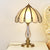 1 Bulb Night Table Lamp Vintage Scalloped Shade Beige/Frosted Glass Nightstand Light in Gold with Clear Crystal Accent Gold A Clearhalo 'Lamps' 'Table Lamps' Lighting' 1476198