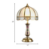 1 Light Night Table Light Country Bedroom Metal Nightstand Lighting with Dome Frosted Glass Shade in Gold Clearhalo 'Lamps' 'Table Lamps' Lighting' 1476250
